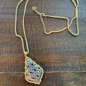 Kendra Scott gold silver Aiden long pendant necklace
